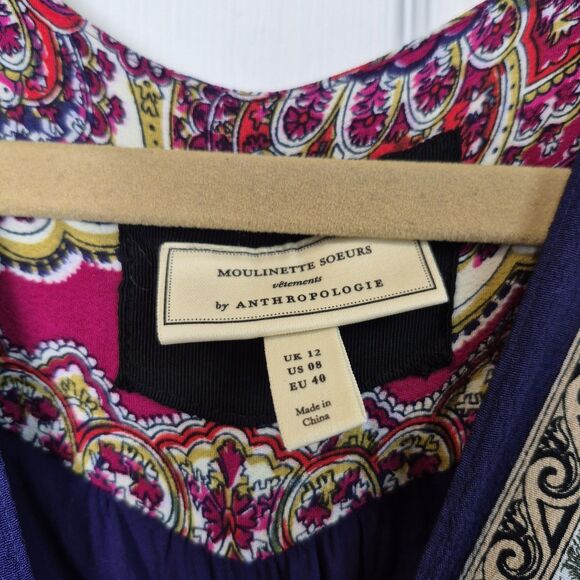 Anthropologie Moulinette Soeurs Size 8 Istanbul Wrap Dress Hankerchief Hem - Picture 4 of 10